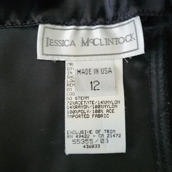 Vintage 90s Jessica McClintock Black Velvet Rhinestone Formal Gown Size 12 USA - Picture 3 of 16